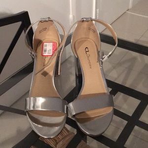 Chinese Laundry silver sandal heels